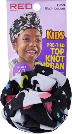 Kids Top Knot Turban Black Unicorn (HJ53)