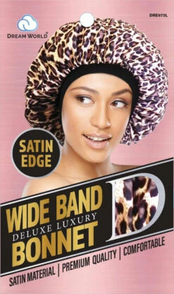 DREAM W-WIDE BAND BONNET SATIN LEOPARD (DRE073L)