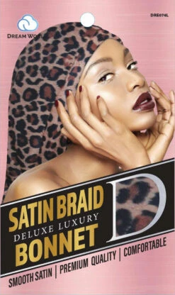DREAM W-BRAID BONNET SATIN LEOPARD (DRE074L)