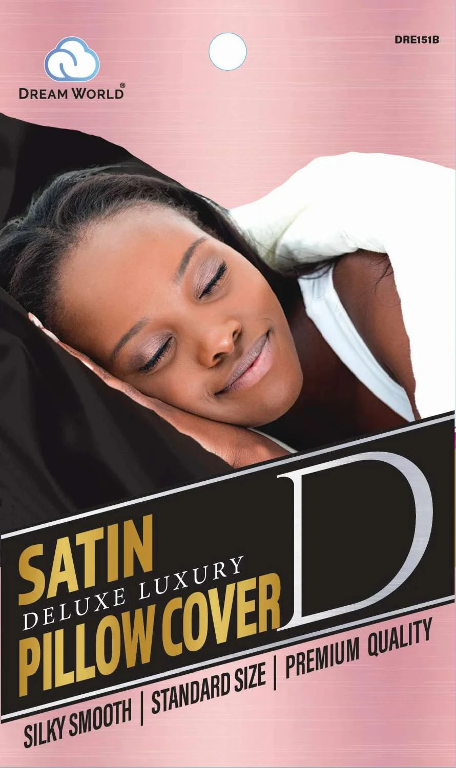 DREAM W-PILLOW COVER SATIN BLACK (DRE151B) DREAM W-PILLOW COVER SATIN BLACK (DRE151B) -Beauty and Company DRE151B 1