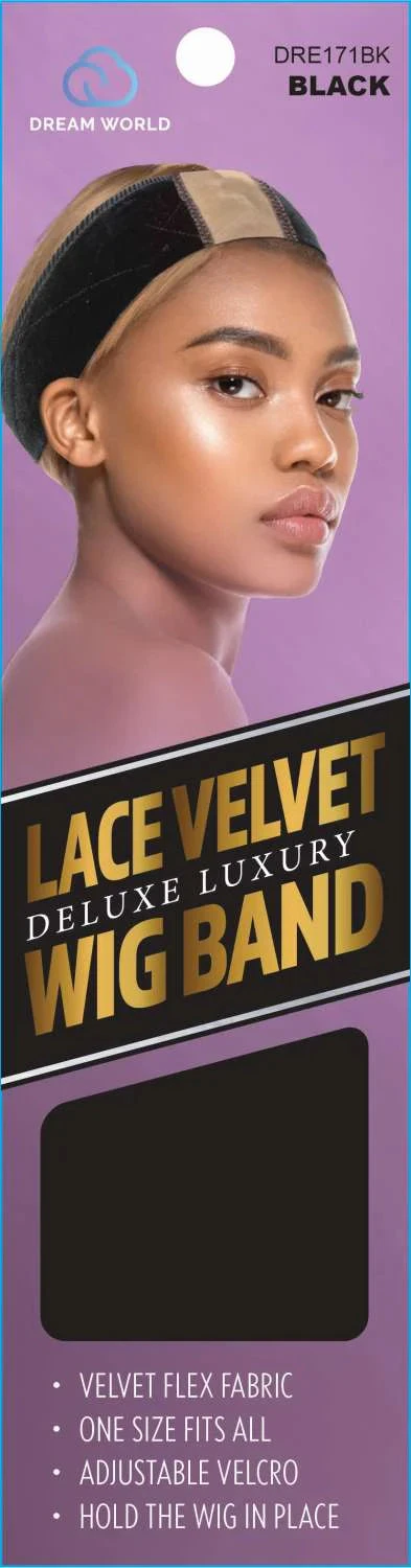 VELVET WIG BAND WITH LACE BLACK (DRE171BK) VELVET WIG BAND WITH LACE BLACK (DRE171BK) -Beauty and Company DRE171BK