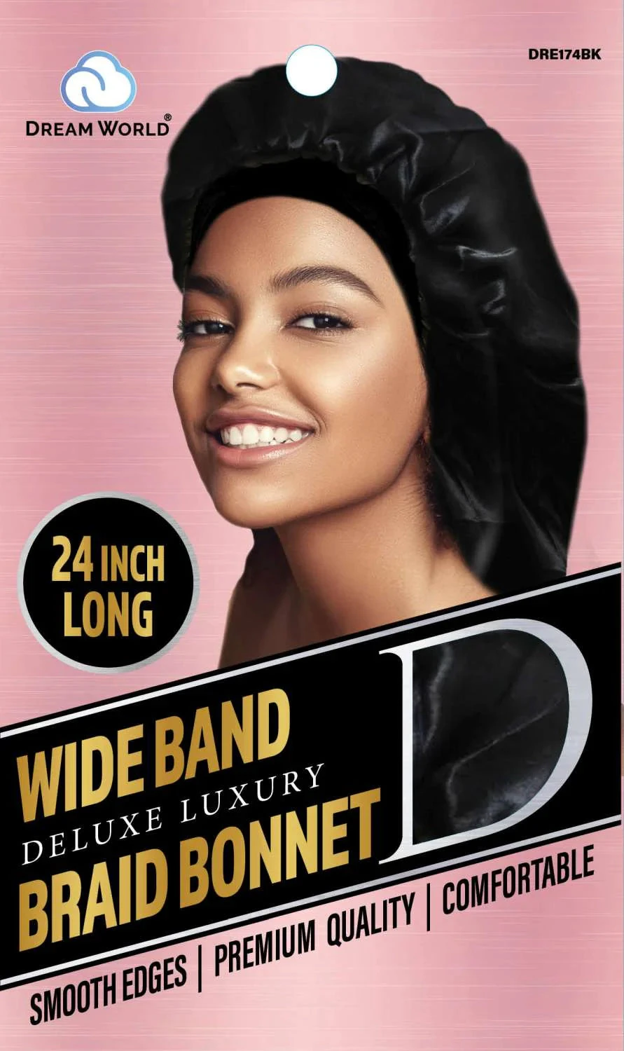 DREAM WIDE BAND EXTRA LONG BRAID BONNET BLACK (DRE174BK) DREAM WIDE BAND EXTRA LONG BRAID BONNET BLACK (DRE174BK) -Beauty and Company DRE174BK