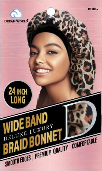 DREAM WIDE BAND EXTRA LONG BRAID BONNET LEOPARD (DRE174L) DREAM WIDE BAND EXTRA LONG BRAID BONNET LEOPARD (DRE174L) -Beauty and Company DRE174L
