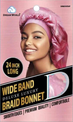 DREAM WIDE BAND EXTRA LONG BRAID BONNET G/PINK (DRE174THP)