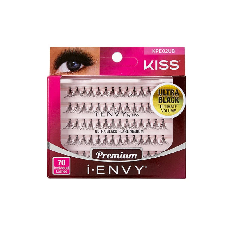 Kiss I Envy Individual Ultra Black Flare Medium Eyelashes - KPE02UB Kiss I Envy Individual Ultra Black Flare Medium Eyelashes - KPE02UB -Beauty and Company KissIEnvyIndividualUltraBlackFlareMediumEyelashes KPE02UB 1