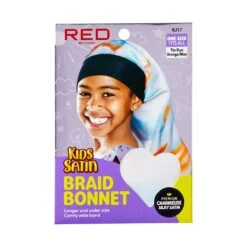 RED Kids Satin Braid Bonnet Tie Dye1 (HJ17)