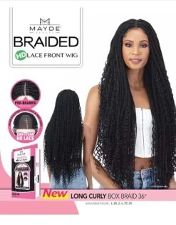 Long Curly Box Braids 36" HD Lace Front Braided Wig By Mayde Beauty